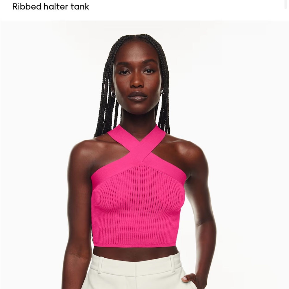 Aritzia Babaton Sculpt Knit Criss Cross Cropped Tank